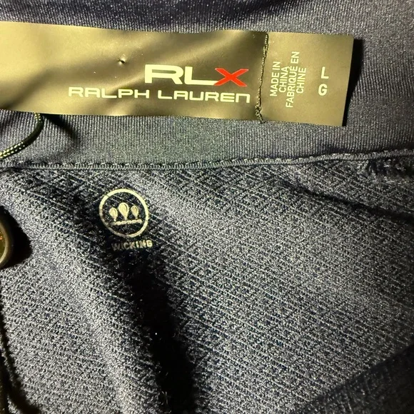 NWT RLX Ralph Lauren Mockneck Techy Terry French Navy Mens L Golf 1/2 Zip $188 - Picture 5 of 8